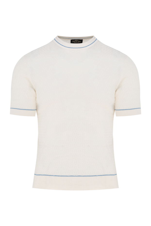 Cesare di Napoli man short sleeve jumper in silk white for men buy with prices and photos 144885 - photo 1