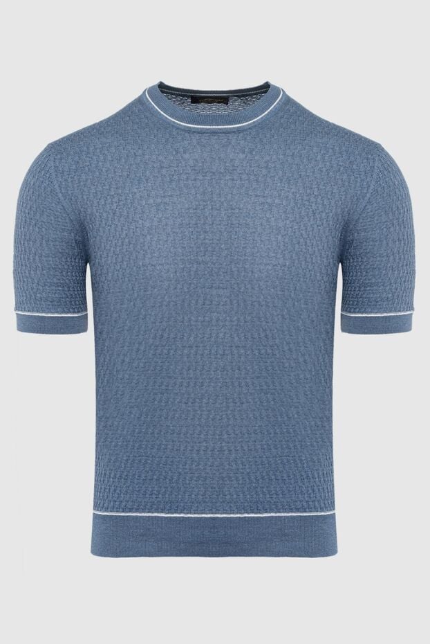 Cesare di Napoli men's blue textured silk jumper 144888 - photo 1