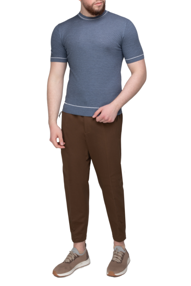 Cesare di Napoli men's blue textured silk jumper 144888 - photo 2