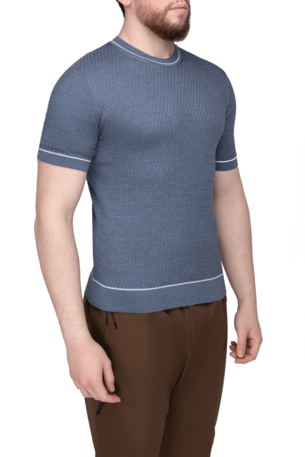 Cesare di Napoli men's blue textured silk jumper 144888 - photo 3