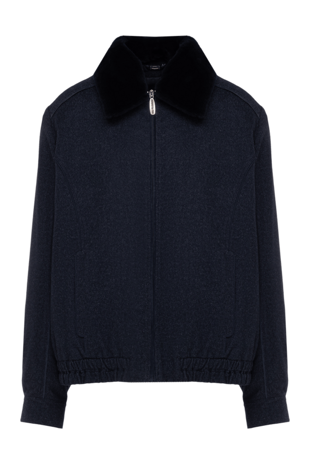 Stefano Ricci men's blue cashmere and genuine leather jacket 144895 - photo 1