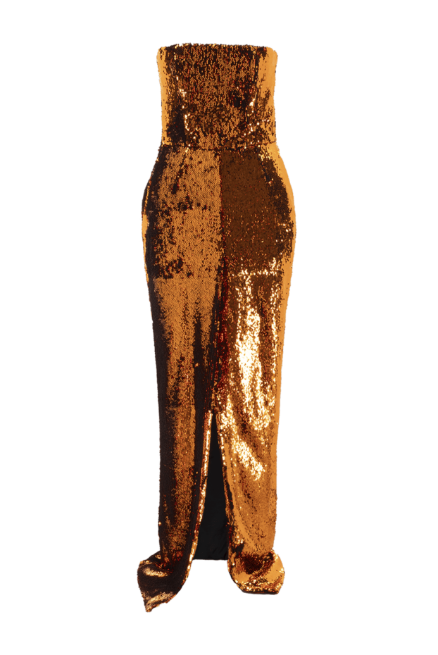 Alexandre Vauthier floor-length dress with bronze sequins and open shoulders 144902 - photo 1