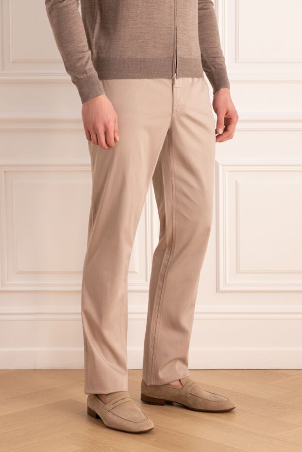 Zilli men's light beige trousers made of silk and cotton 144941 - photo 3