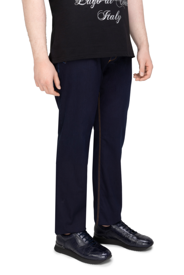 Zilli men's five-pocket jeans in deep indigo with contrast stitching 144944 - photo 3