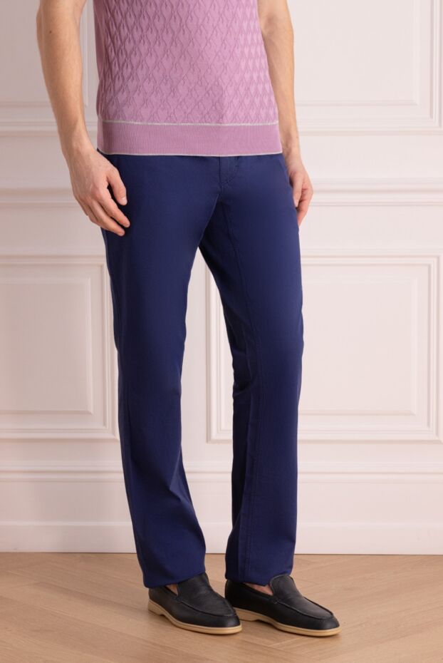 Zilli men's trousers in deep blue shade made of cotton with silk 144969 - photo 3