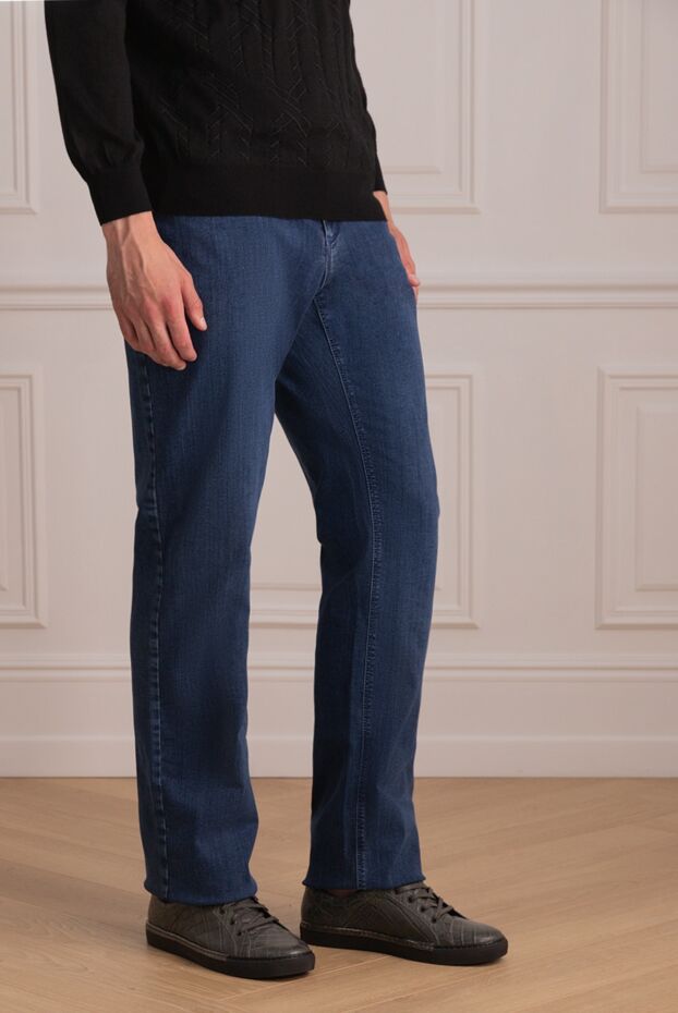 Zilli blue straight-leg jeans with decorative blue stitching 144993 - photo 3