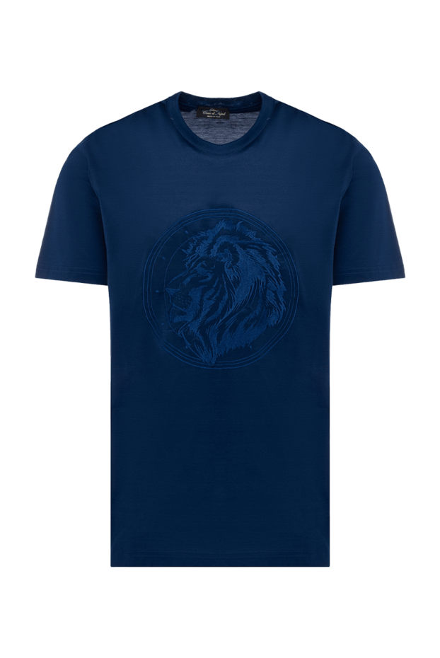 Cesare di Napoli мужские футболка из хлопка синяя мужская купить с ценами и фото 145079 - фото 1