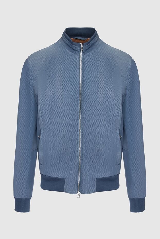Barba Napoli mens light blue perforated suede zip-up jacket 145094 - photo 1