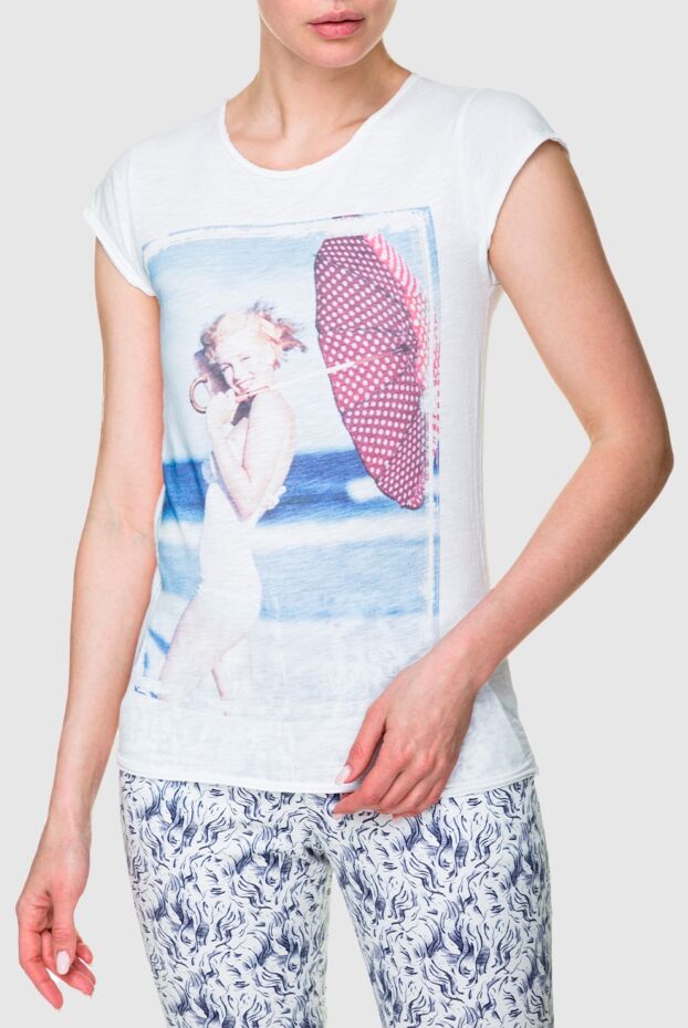 1921 T-Shirt women's cotton white t-shirt with a multicolor print of monroe 145225 - photo 3