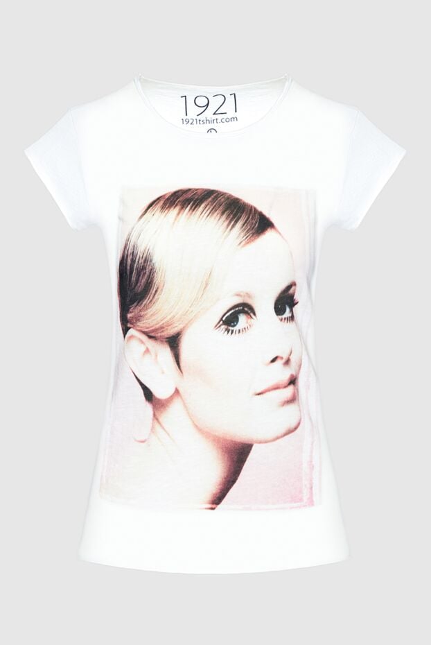 1921 T-Shirt women's cotton white t-shirt with a print of twiggy 145240 - photo 1