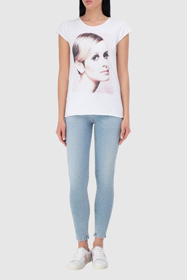 1921 T-Shirt women's cotton white t-shirt with a print of twiggy 145240 - photo 2