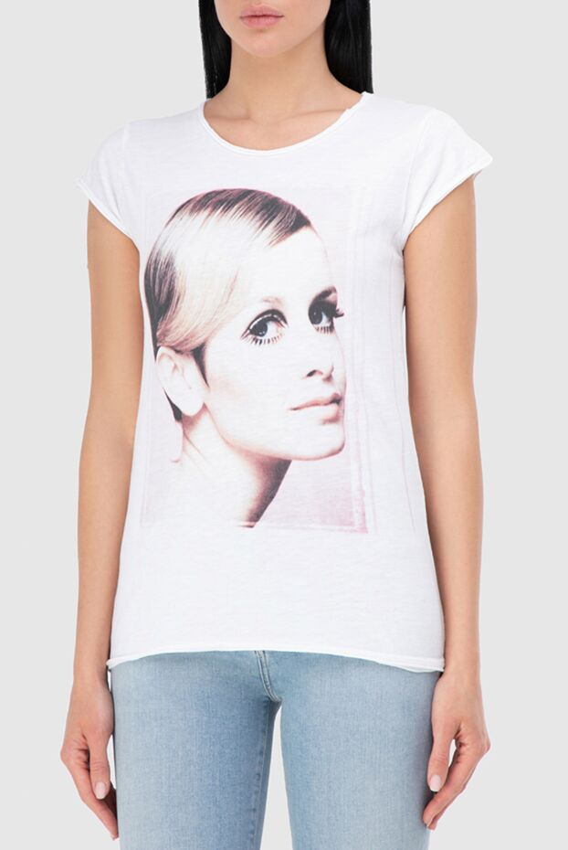 1921 T-Shirt women's cotton white t-shirt with a print of twiggy 145240 - photo 3