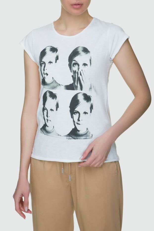 1921 T-Shirt women's cotton white t-shirt with an image of twiggy 145242 - photo 3