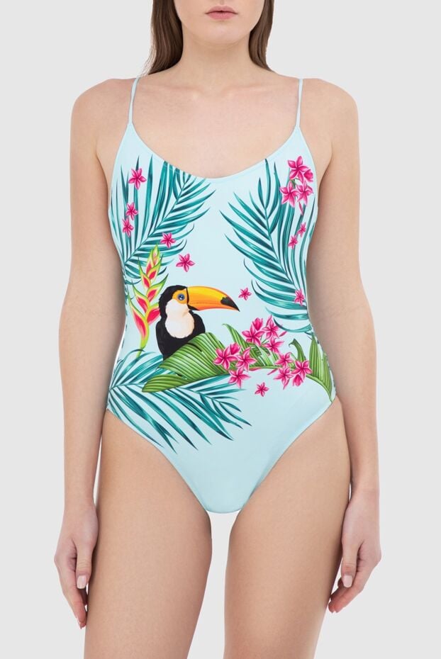 MC2 Saint Barth women's swimsuit blue with tropical print and toucan 145258 - photo 3