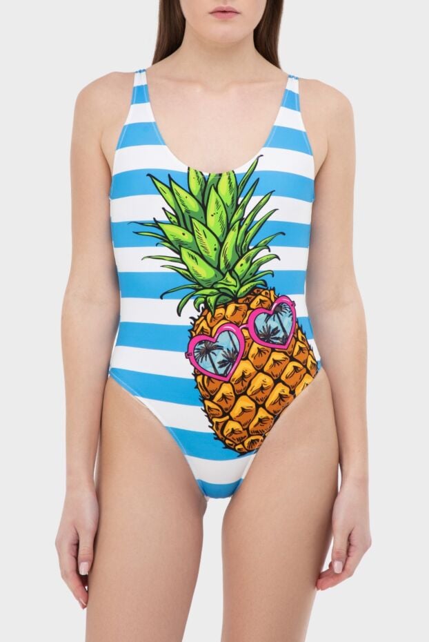 MC2 Saint Barth blue one-piece swimsuit with pineapple in pink glasses and stripe 145271 - photo 3