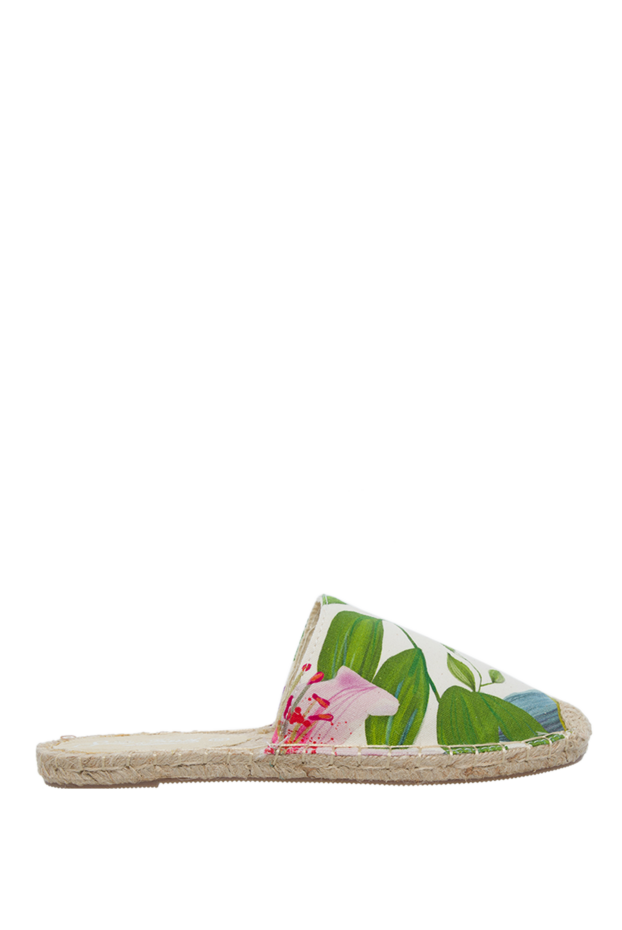 MC2 Saint Barth women's beige mules with a floral print and weaving on the toe 145294 - photo 1