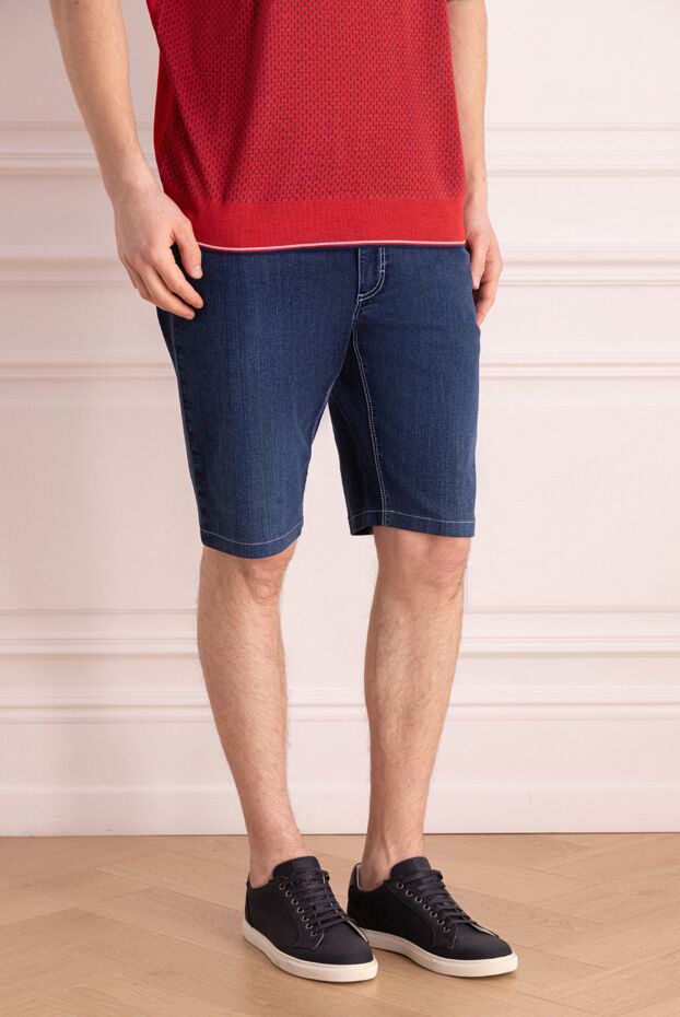 Zilli men's blue denim shorts with contrast stitching 145390 - photo 3