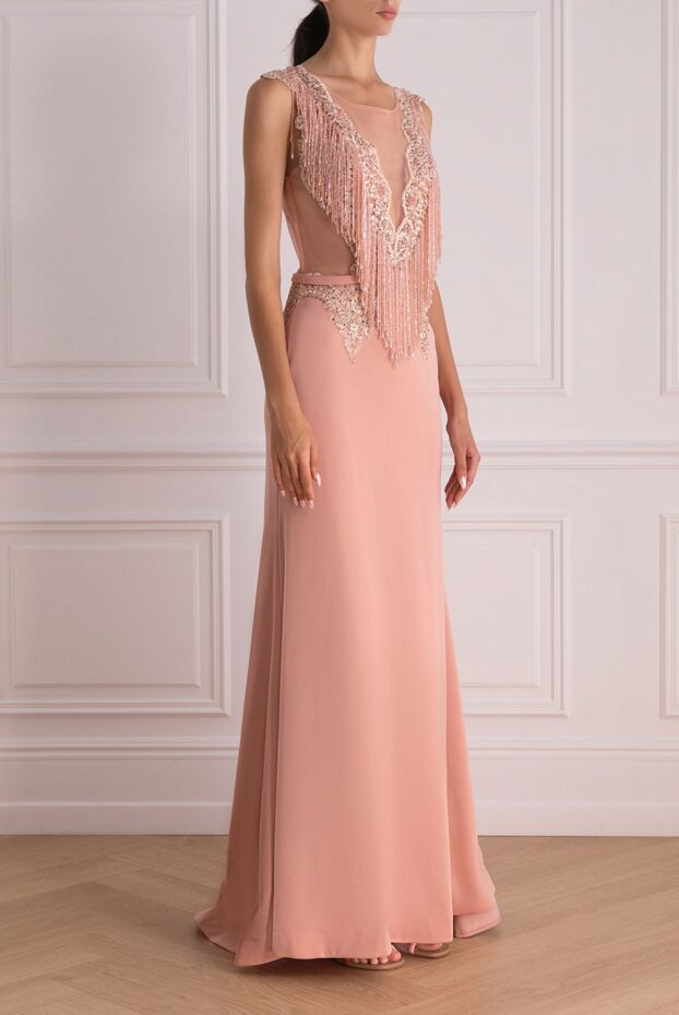 Fleur de Paris pink dress decorated with a fringed pattern women's 145398 - photo 3