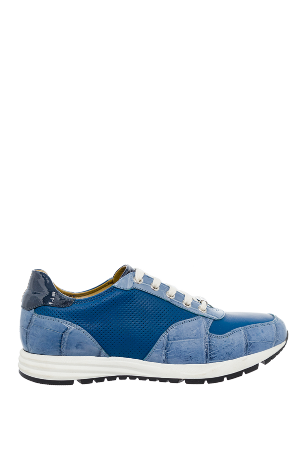Tardini blue sneakers with alligator leather trim and textile inserts 145409 - photo 1