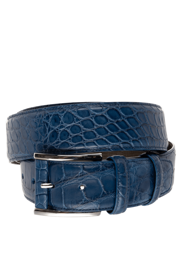 Tardini embossed blue crocodile leather belt for men 145463 - photo 1