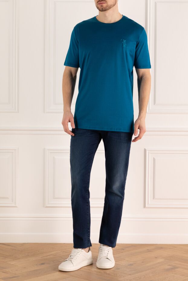Billionaire blue cotton t-shirt with 3d logo 145496 - photo 2