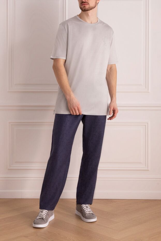 Billionaire t-shirt with fine embroidery on the chest in a light gray shade 145502 - photo 2