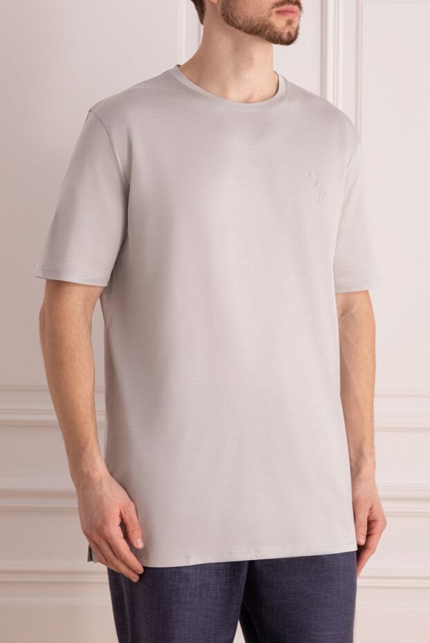 Billionaire t-shirt with fine embroidery on the chest in a light gray shade 145502 - photo 3