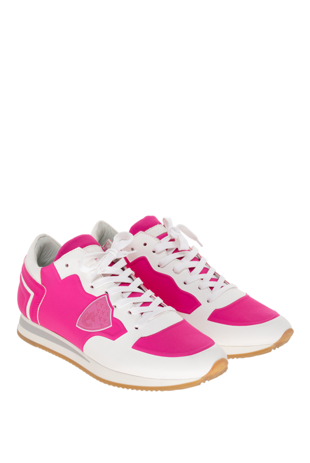 Philippe Model women's leather sneakers with white inserts bright pink 145525 - photo 3