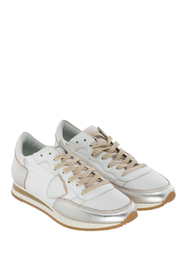 Philippe Model women's leather sneakers with silver inserts white 145526 - photo 3