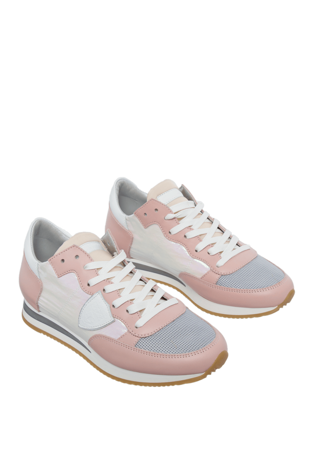 Philippe Model women's leather sneakers with pearlescent inserts pink 145527 - photo 3