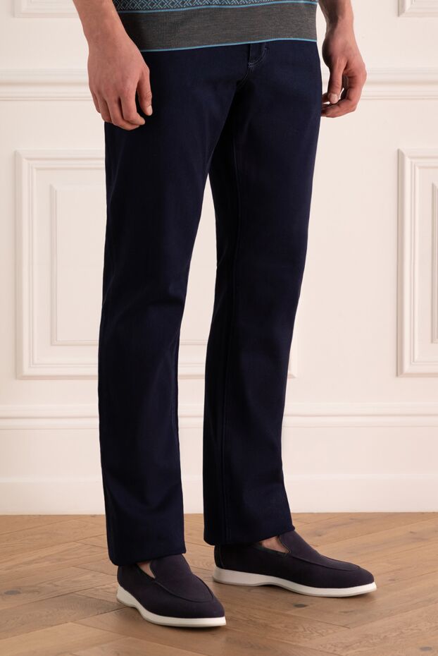 Zilli dark blue men's jeans with embroidery on the back pocket 145637 - photo 3