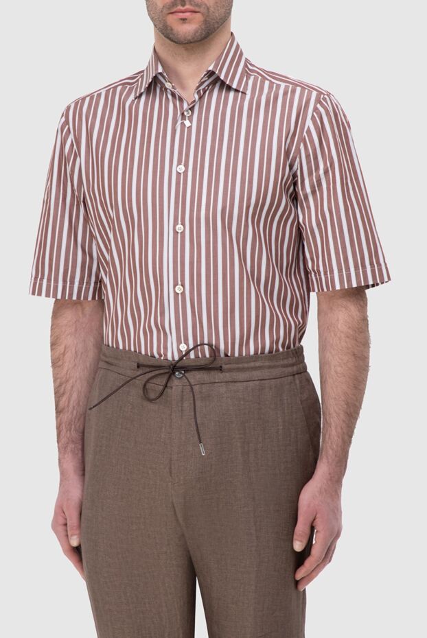 Kiton мужские сорочка из хлопка коричневая мужская купить с ценами и фото 146372 - фото 2