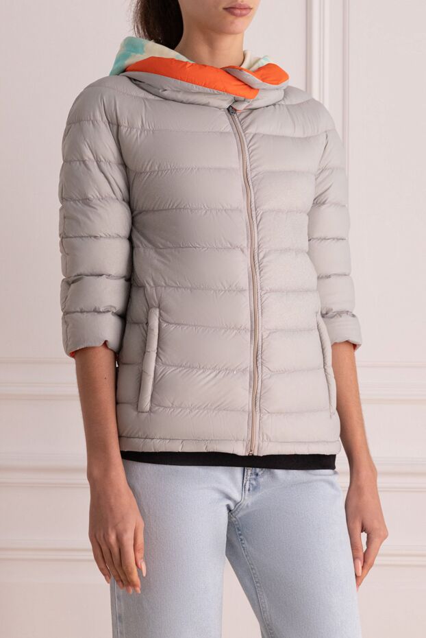 Gallotti women's light down jacket with contrasting orange lining and high collar 146448 - photo 3