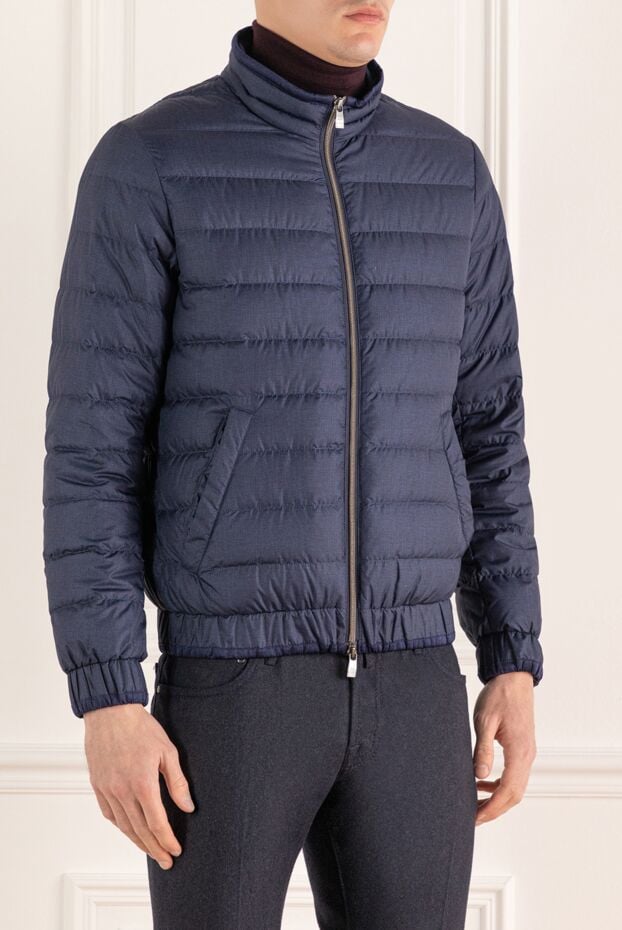 Corneliani ultra-light blue down jacket with zip and horizontal stitching 146655 - photo 3