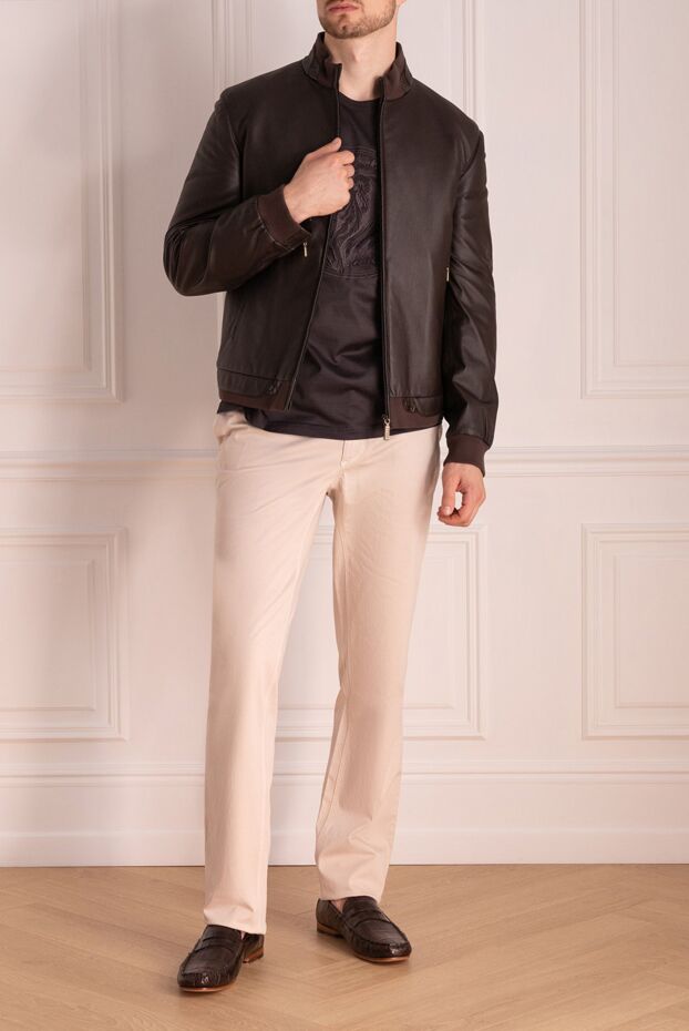 Zilli jacket made of genuine leather and alligator leather brown men's 146694 - photo 3