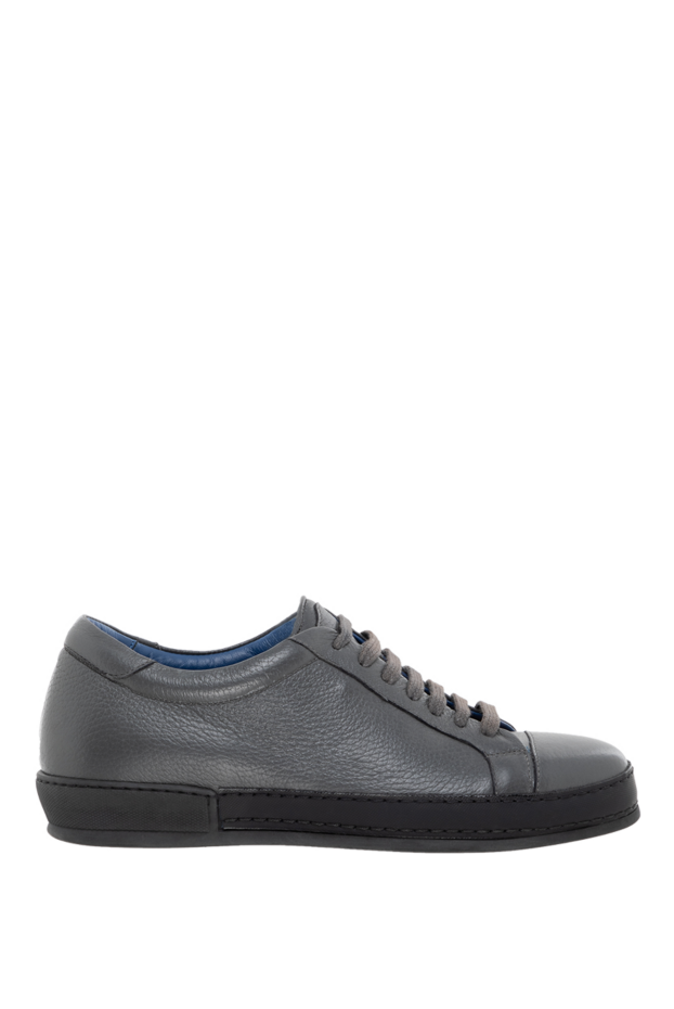Cesare di Napoli men's leather sneakers in graphite color with textile lacing 146740 - photo 1