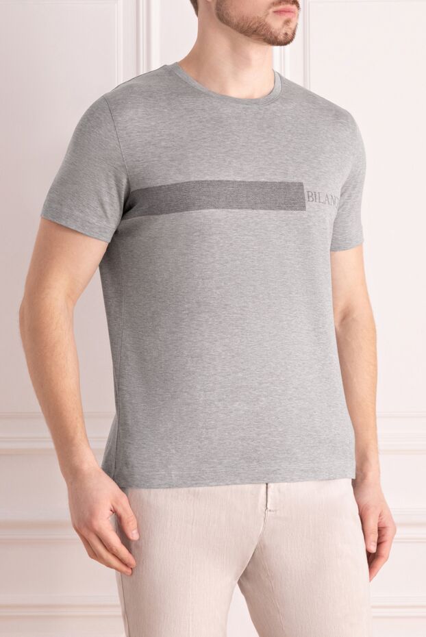 Bilancioni men's t-shirt with textured insert and minimalist logo 146755 - photo 3