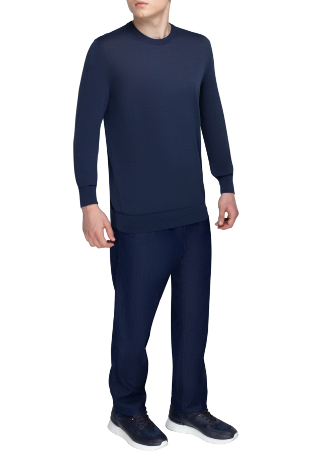 Bilancioni men's blue knitted jumper with a round neck (markdown) 196522 - photo 2