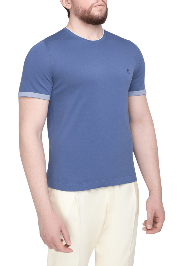 Bilancioni men's grey-blue knitted t-shirt with contrasting trim (markdown) 196512 - photo 3