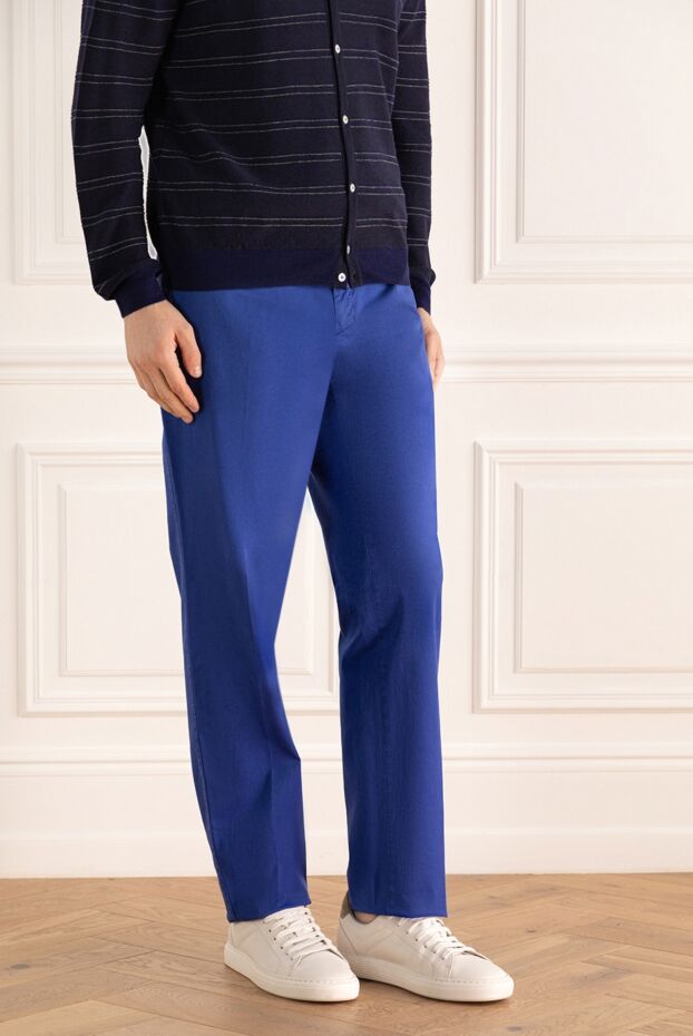 Bilancioni men's cotton trousers in rich blue color slim fit 146819 - photo 3