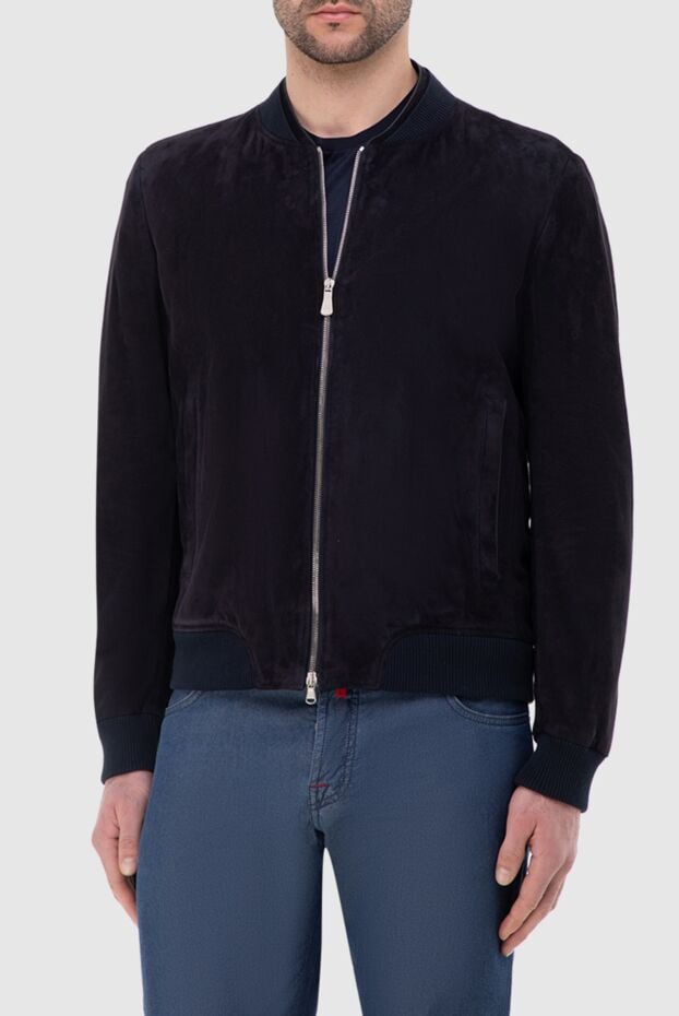 Bilancioni blue suede and linen jacket for men 146834 - photo 3