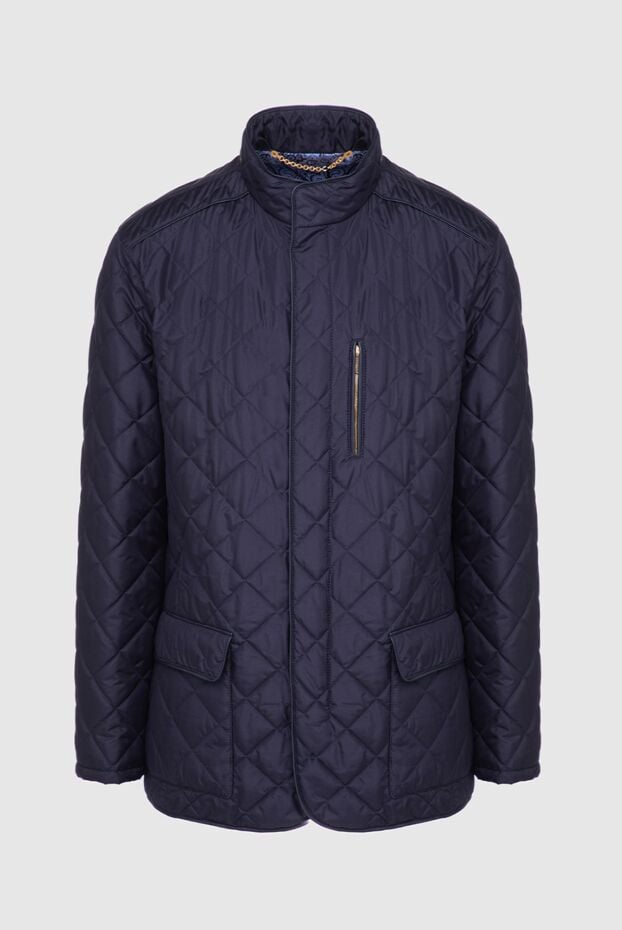 Hettabretz men's dark blue quilted silk and wool jacket with stand-up collar 146931 - photo 1