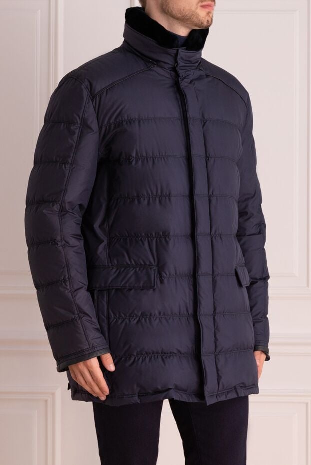 Hettabretz men's down jacket made of silk, fur and cashmere blue 146949 - photo 3