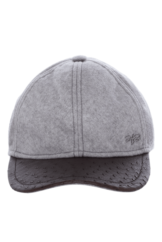Hettabretz man cap made of cashmere and genuine leather gray for men buy with prices and photos 146952 - photo 1