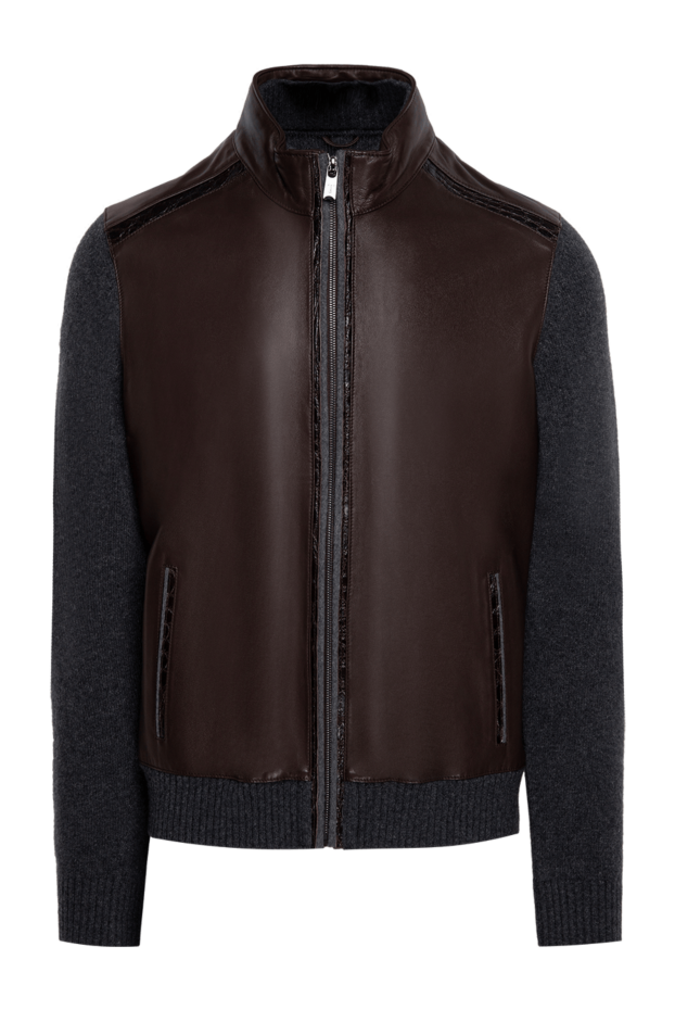 Torras man men's cardigan made of genuine leather and cashmere, brown buy with prices and photos 147015 - photo 1