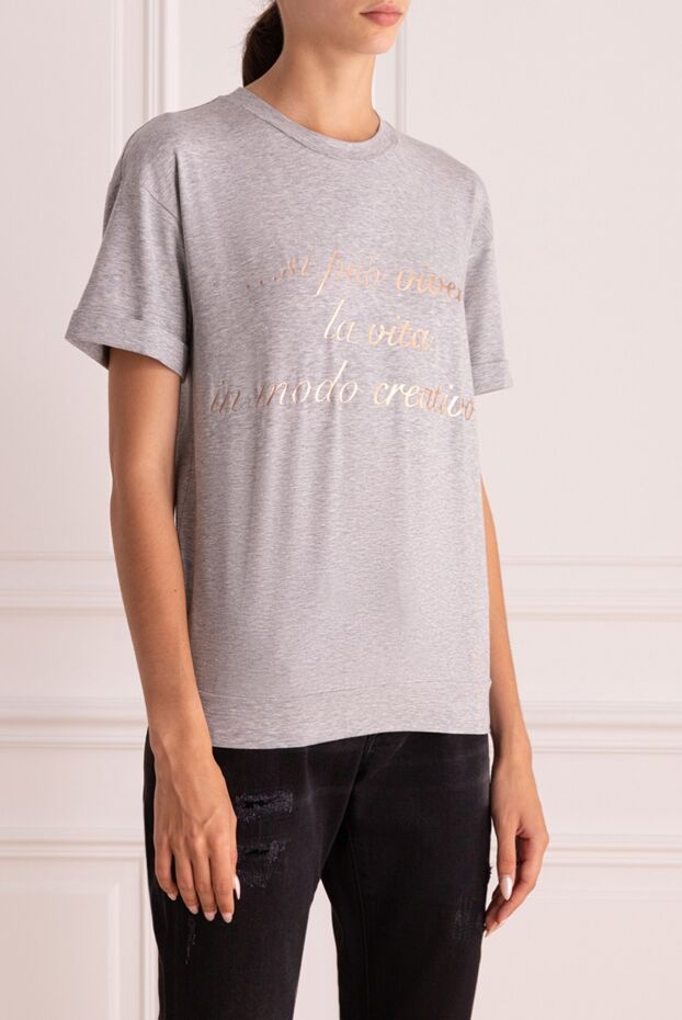 Peserico grey womens t-shirt with a text design 147052 - photo 3