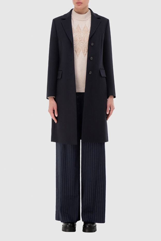 Peserico black wool and elastane coat for women 147105 - photo 2