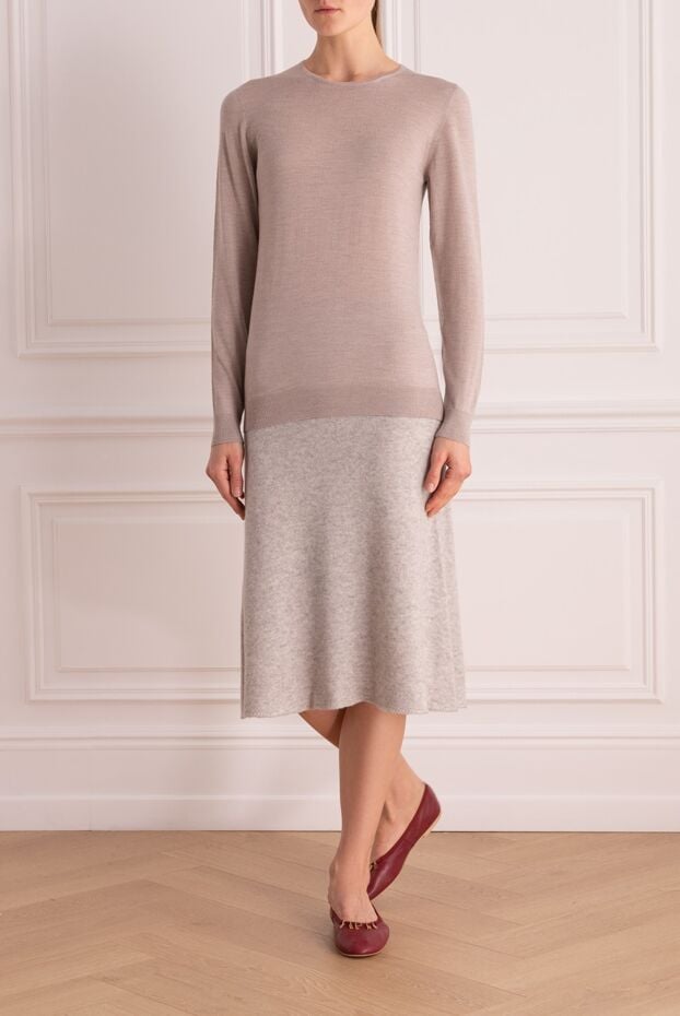 Cashmere & Silk Milano jumper in baked milk color with a round neck and silky texture 147171 - photo 2