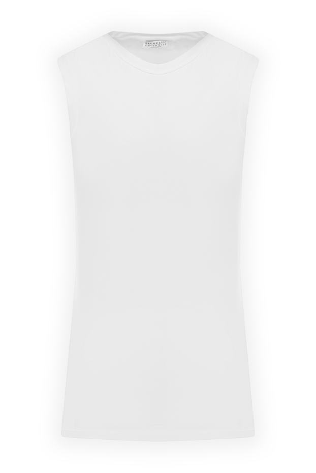 White sleeveless t-shirt made of stretch cotton - photo 1