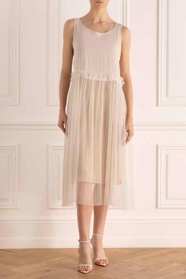 Brunello Cucinelli women's beige cashmere dress with a pleated skirt 147244 - photo 2